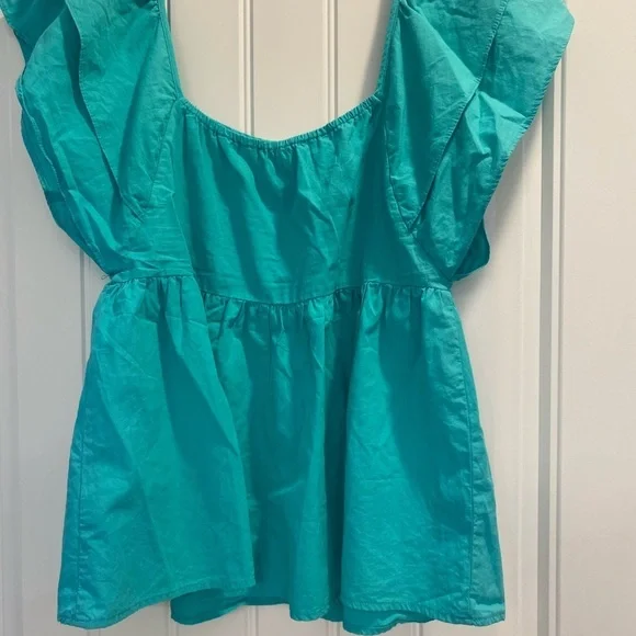 Umgee Babydoll Tunic Top blouse flutter cap sleeve size medium cotton - Picture 2 of 6